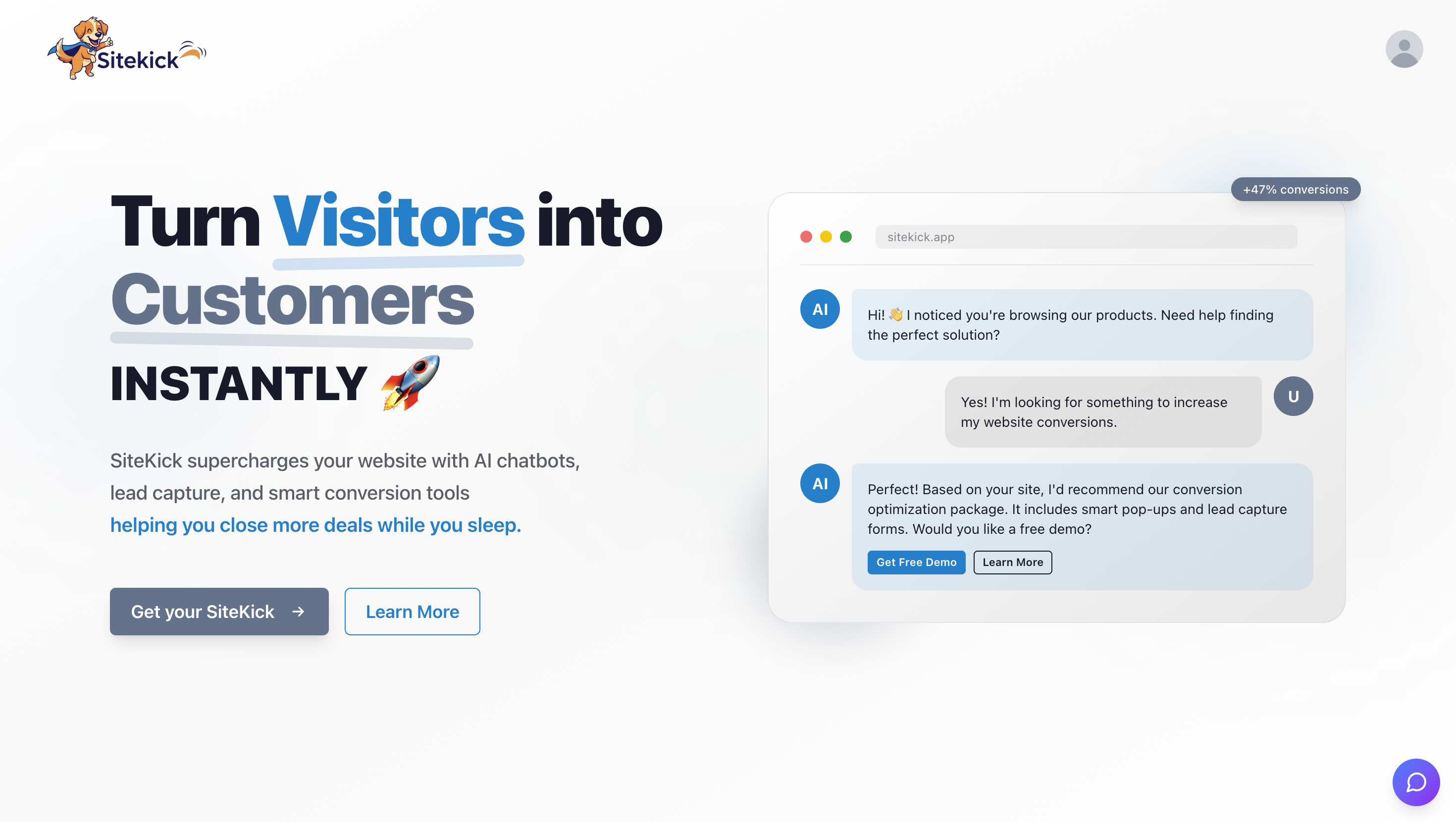 SiteKick Landing Page
